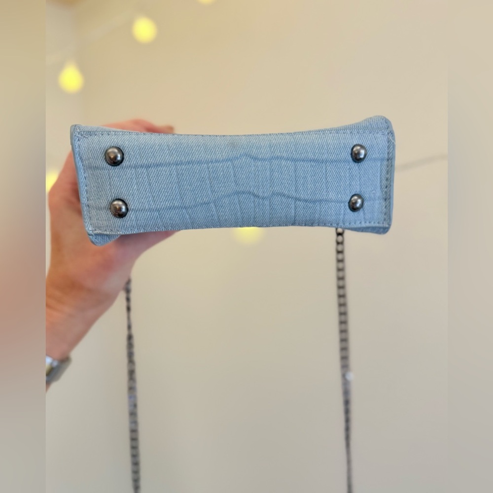 🌾 Zara Mock Crock Denim Mini City‎ Bag - Picture 8 of 9